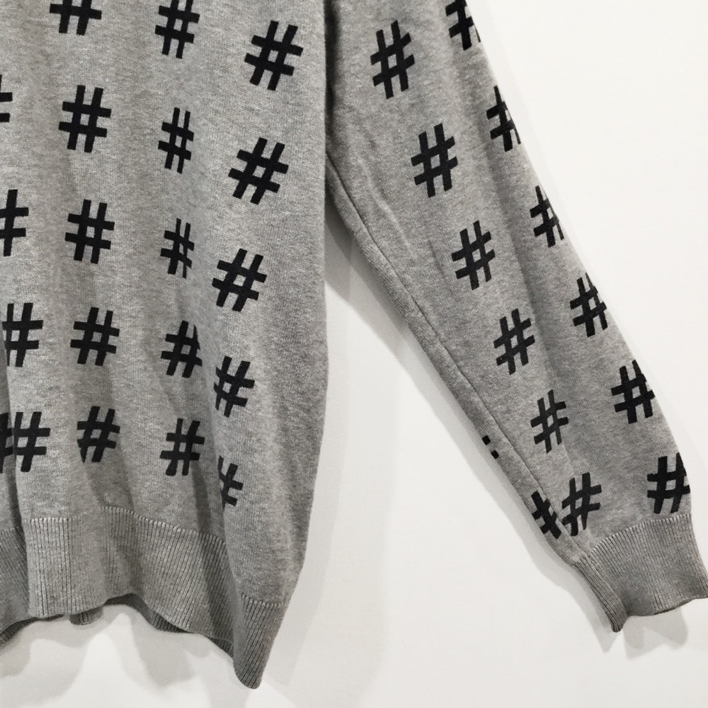 Zara Basic Grey Navy Hashtag Cottage Men's Sweater Sz XL - Picture 3 of 7